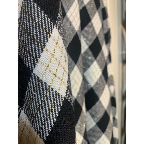 Vintage 70s Black White Check Plaid Maxi Skirt Handmade Tartan Medium Large - Picture 4 of 10